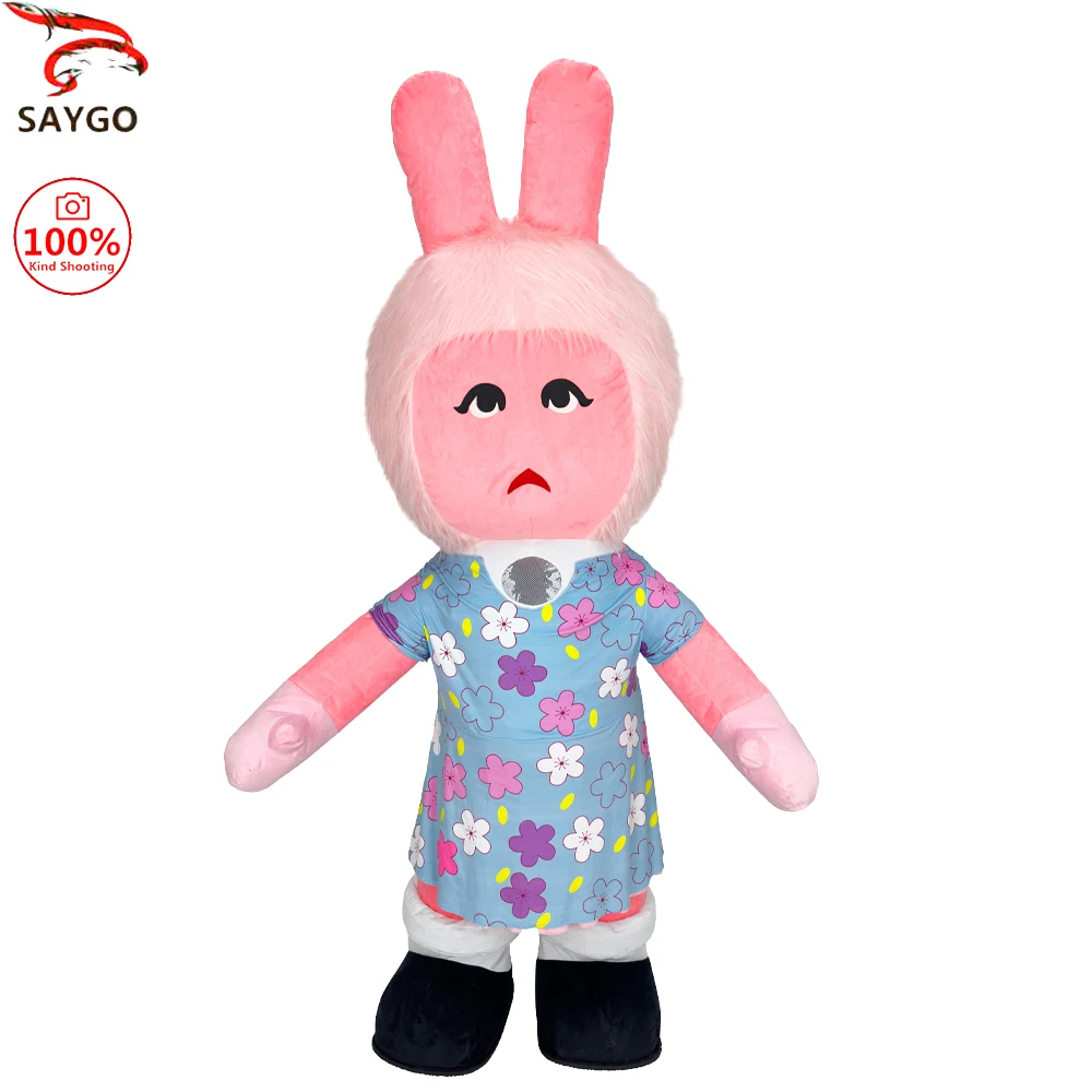 

SAYGO розовый надувной костюм кролика с цветочным принтом, парадный костюм талисмана для взрослых, косплей, комплект для дня рождения, Хэллоуина с животными