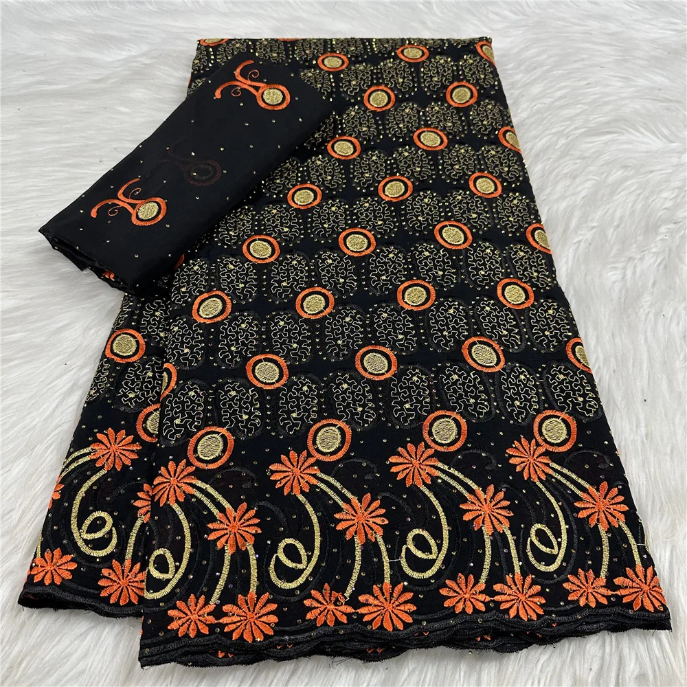 

Hot Selling 5+2 Yards Swiss Voile Lace Fabric Latest African Cotton Lace Fabric with Stones for Sew Bridal Wedding Dresses 31A27
