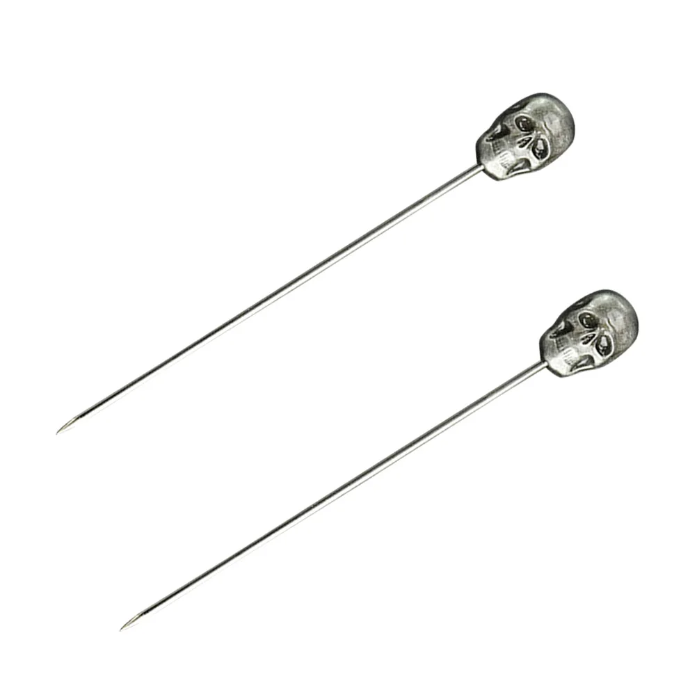 

2pcs Cocktail Sticks Stainless Steel Fruit Picks Cake Decorative Bar Tools Swizzle Stick Martini Glass Party Supplies