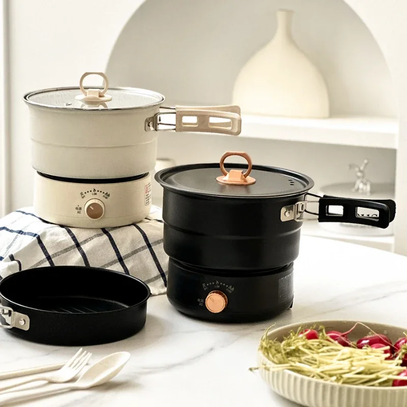 Stainless Steel Portable Folding Electric Cooking Pot Dormitory Single Mini Business Trip Boiled Noodles Electric Heating Pot