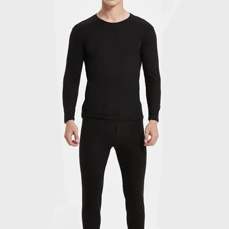 Wrap-Around Round Neck Thermal Underwear Men\'s Fall And Winter Double-Sided Abrasion Hair Fall Pants