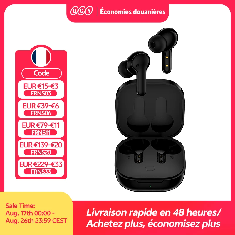 QCY – casque d'écoute intelligent sans fil T13, écouteurs TWS, 4 micro, commande tactile, longue durée de veille 40H