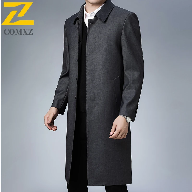 Autumn New Jacket Men 2025 Long Business Casual Turndown Collar TrenchCoat Premium Fashion Office Ready Stylish Gentleman Coat