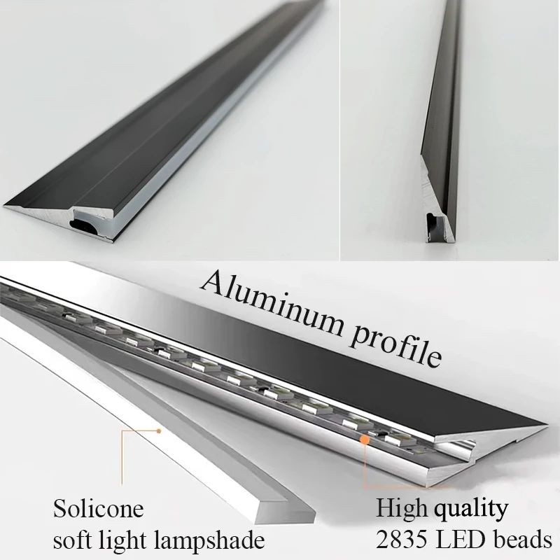 45 Degree Oblique Beam LED Light Bar Aluminum Profile Cabinet Layer Garage Kits Shelf Panel 3M Surface Mounted Invisible Lights