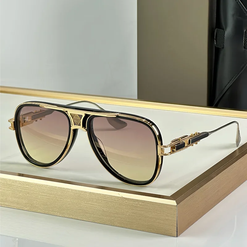 

Men's Classical Luxury Black Gold Pilot Sunglasses 2025 New Arrive GRAND DECADE Top Quality Alloy Solar Glasses for Male
