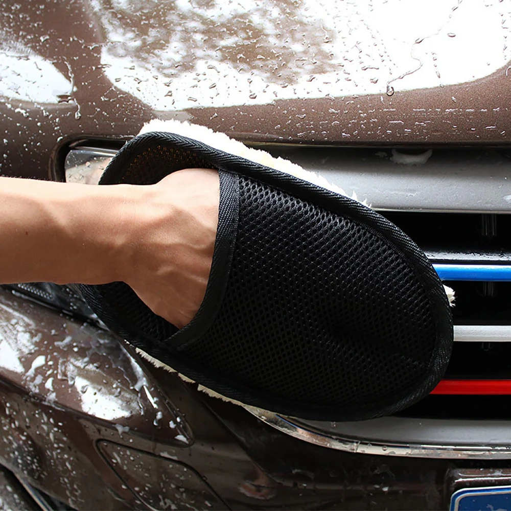 Thickened Soft Car Wash Cleaning Gloves Plush Universal Motorcycle Washer Care Products Soft Brush Cloth Gloves for Auto Detaili