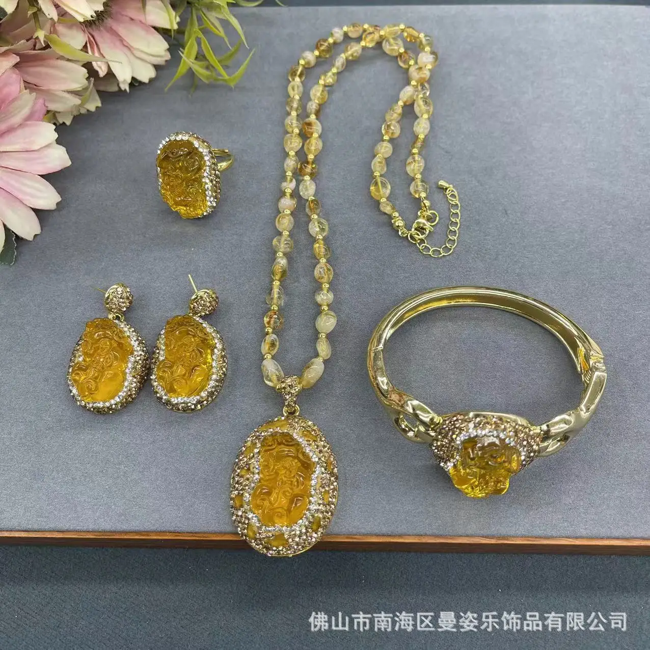 DIY accessories Medieval new glazed Pixiu four-piece set full of diamonds design European and American cross-border resources co