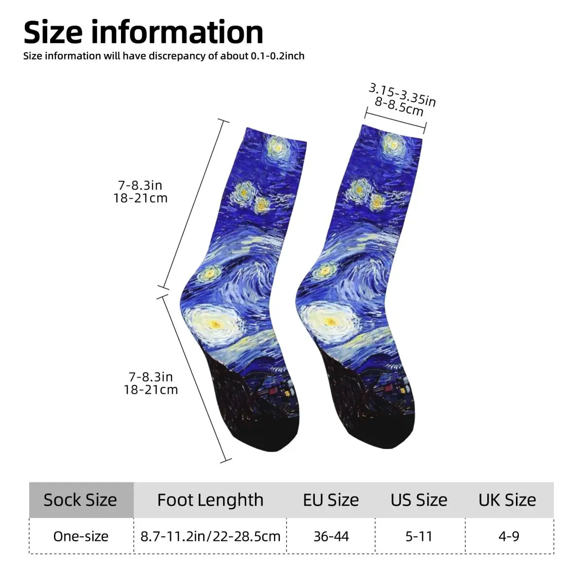 Une nuit étoilée Van Gogh montagne chaussettes bleu moderne bas unisexe hommes moyen doux Sports de plein air chaussettes printemps chaussettes antidérapantes