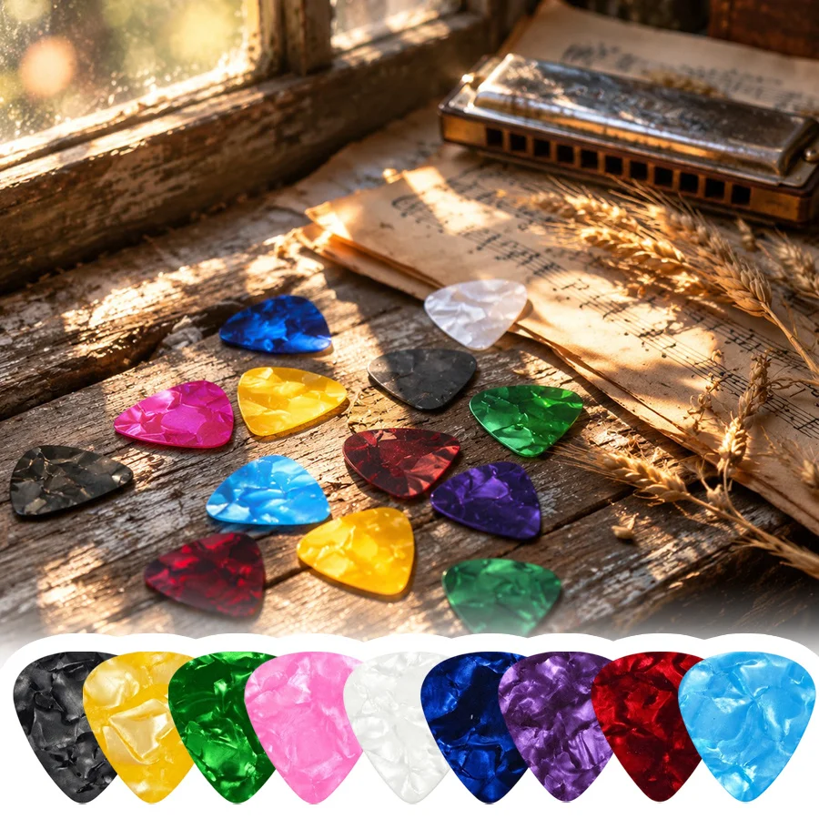 24PCS Random Color Celluloid Guitar Picks Plectrums for Guitar Ukulele Bass Practice Playing Music Instrument Accessories ZYF