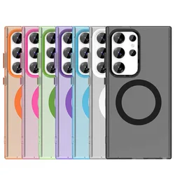 Wireless Charging Case Samsung Galaxy S25 Ultra Case Magnetic Luxury Frosted Silicone S25 Ultra Protector Cover S25 Ultra Case