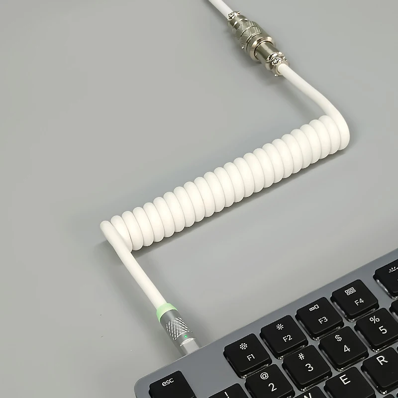 Macaron 1.8m Coiled Type-C To USB A TPU Mechanical Keyboard Cable with Detachable Aviator Connector for Gaming Keyboard