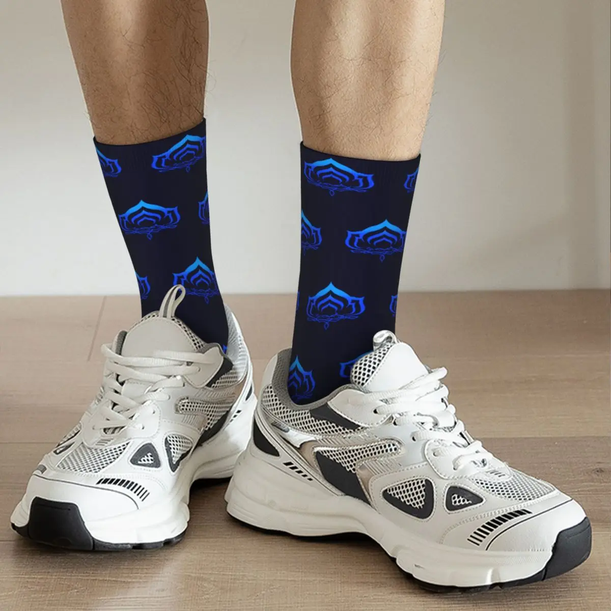 Harajuku Warframe Lotus Symbol Sports Socks Polyester Crew Socks for Unisex Sweat Absorbing