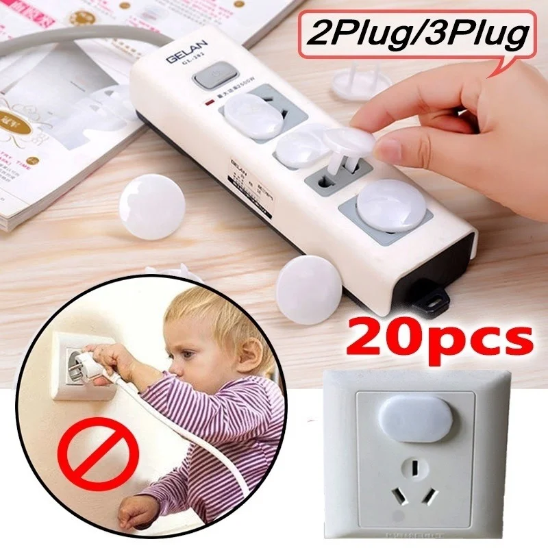 20Pcs/Bag Power Socket Electrical Outlet Plug Baby Kids Child Safety Guard Protection Anti Electric Shock Plugs Protector Cover