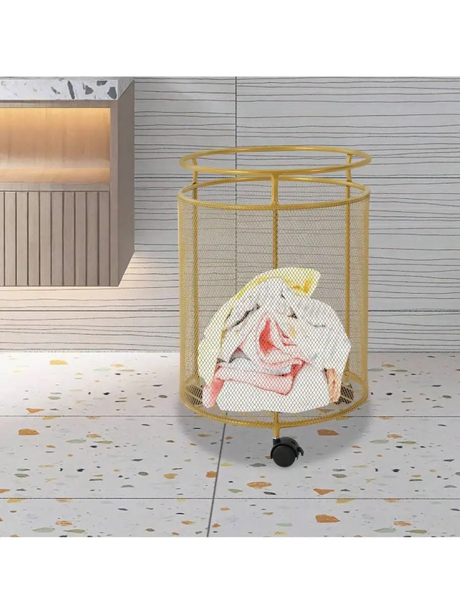 

HOHOBLA Rolling Laundry Basket Cart, Metal Laundry Basket With Wheels Standing Laundry Hamper Cart With Large Capacity Mobile