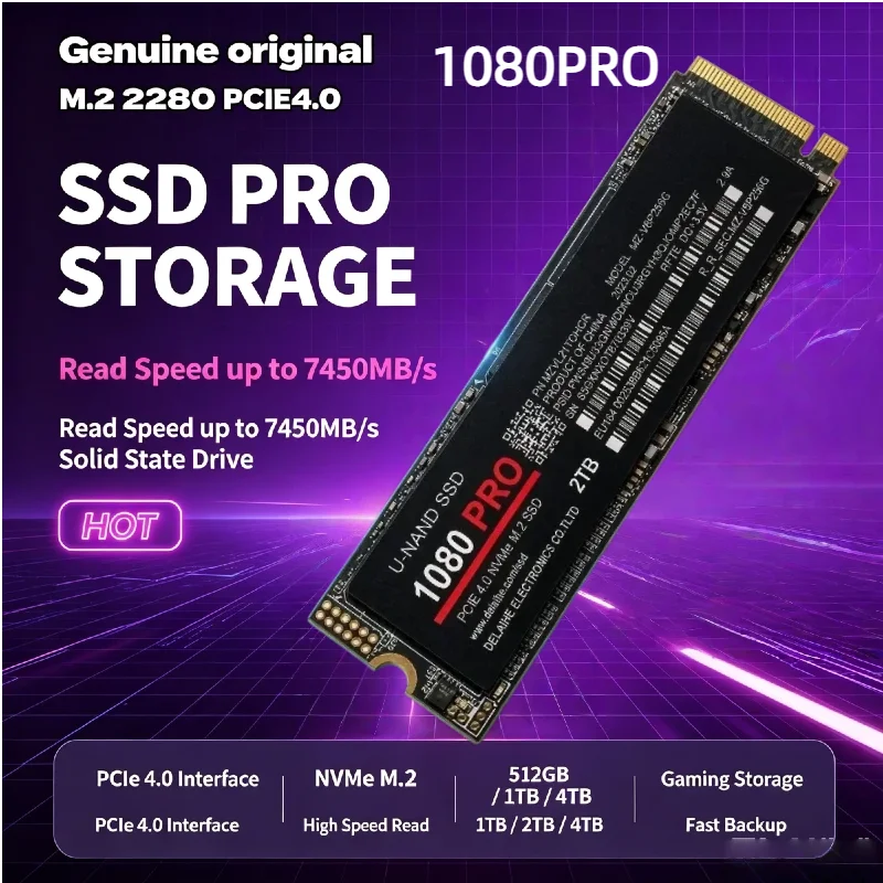 New High Speed M.2 NGFF NVME SSD 1080PRO 500GB 1TB 2TB Internal Solid State Drive Hard Disk for Gaming Desktop Laptop Computer