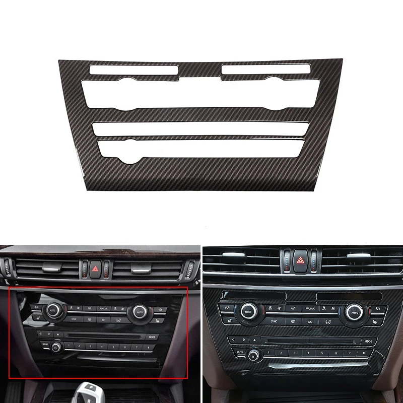 

For BMW X5 X6 F15 F16 Car Carbon Fiber Texture Interior Center Control Air Condition Panel Volume Switch Frame Cover Trim