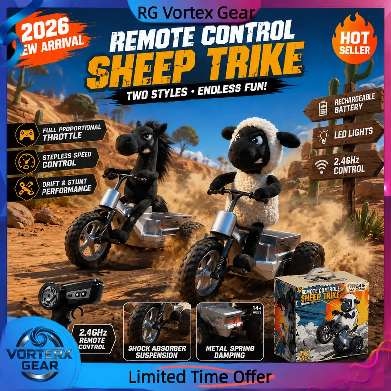 【in stock】hot 2026 Sheep Black Horse Remote Control Car Three Wheel Motorcycle Charging Dynamic Lighting Trick Drift Car Boy Toy