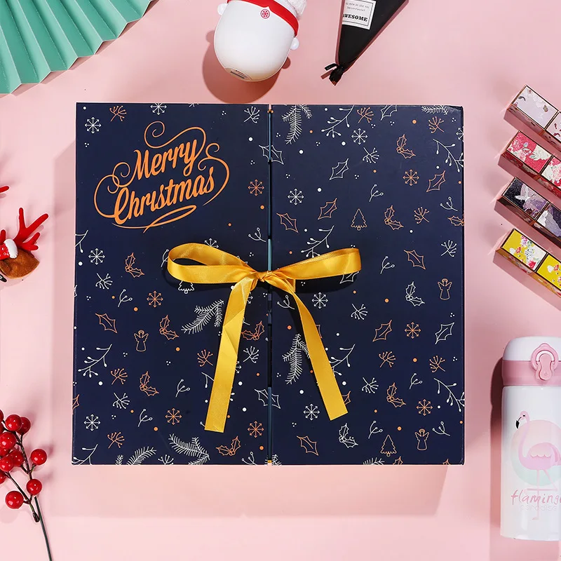 Customized productChristmas Packaging Gift Box Luxury Custom Lipstick Storage Make up Cosmetics Advent Calendar Box With Logo