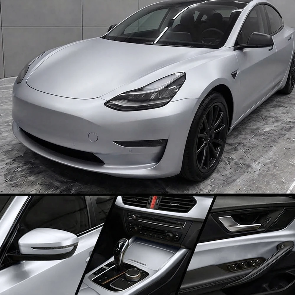 Pellicola adesiva per auto effetto ghiaccio, colore argento opaco, che cambia colore, senza bolle d'aria, autoadesiva, per rivestimenti auto, disponibile in diverse misure, adesivo per modifiche