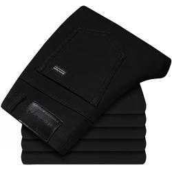 WTHINLEE Autumn Black Men Straight Jeans Business Casual Stretch Classic Denim Pants Regular Fit Comfortable Denim Trousers Male