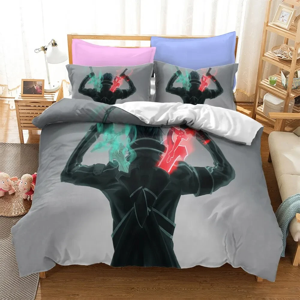 

Anime Sword Art Online Duvet Cover Pillowcase Bedding Set 3Pcs Double Twin Full Queen King Adult Kids Bedclothes Quilt Cover