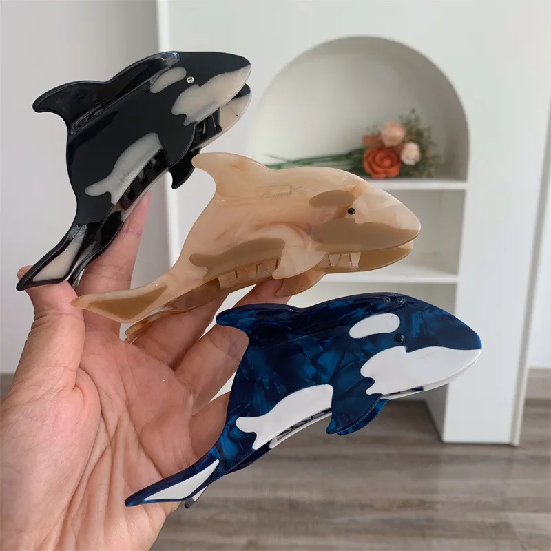 

Cartoon Sea Marine Dolphin Acetate Hair Clips New Design Shark Animals Whale Fish Hair Claws Hair Accessories For Women