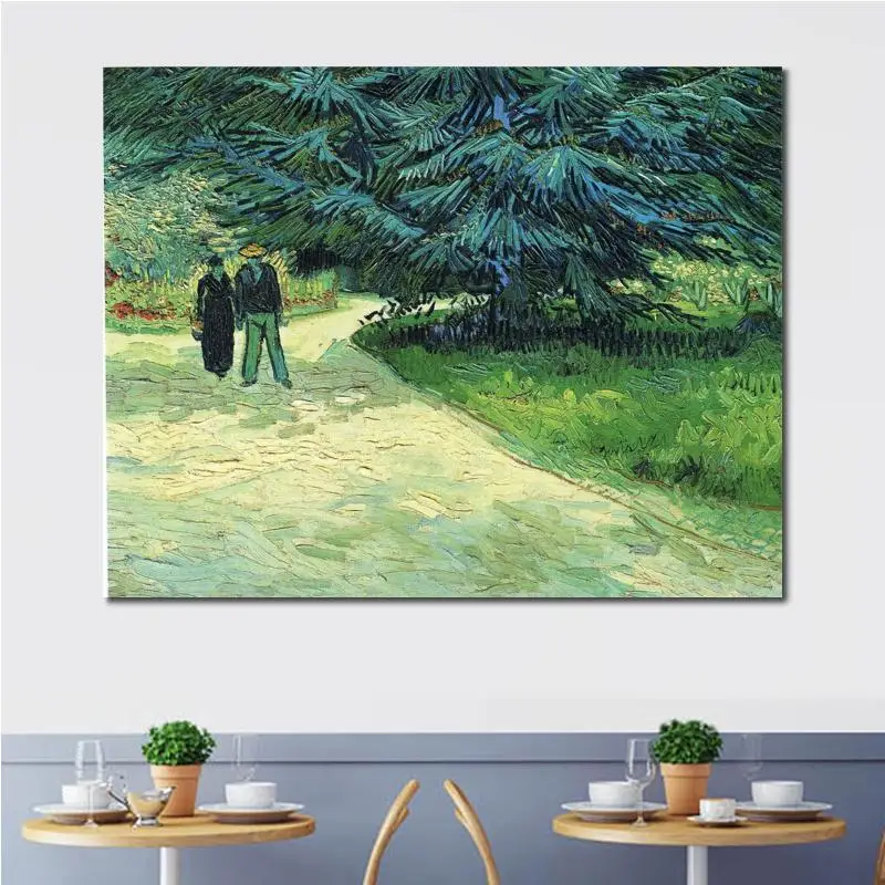 

Paintings of Public Garden with Couple and Blue Fir Tree Vincent Van Gogh Artwork Oil on Canvas High Quality Hand Painted