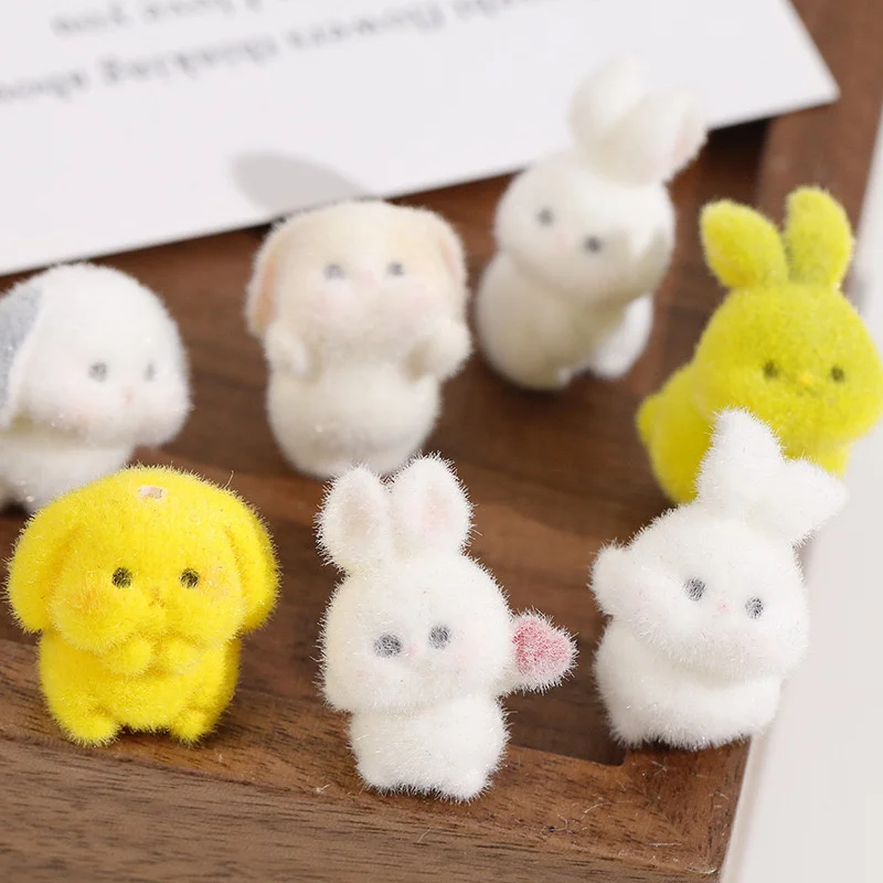 Wholesale 30pcs/lot color flocking animals shape resin rabbits shape beads with half holes beads diy jewelry pendant accessory