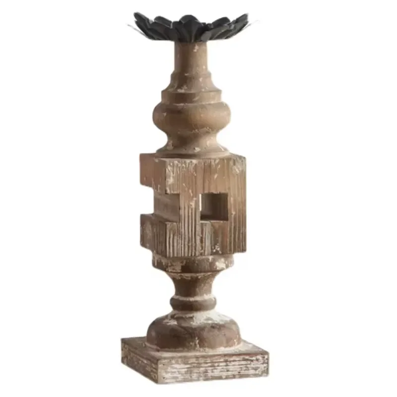 Creative Solid Wood Carving Decorative Candle Holder Durable Cylindrical Home Decoration Hot Sale