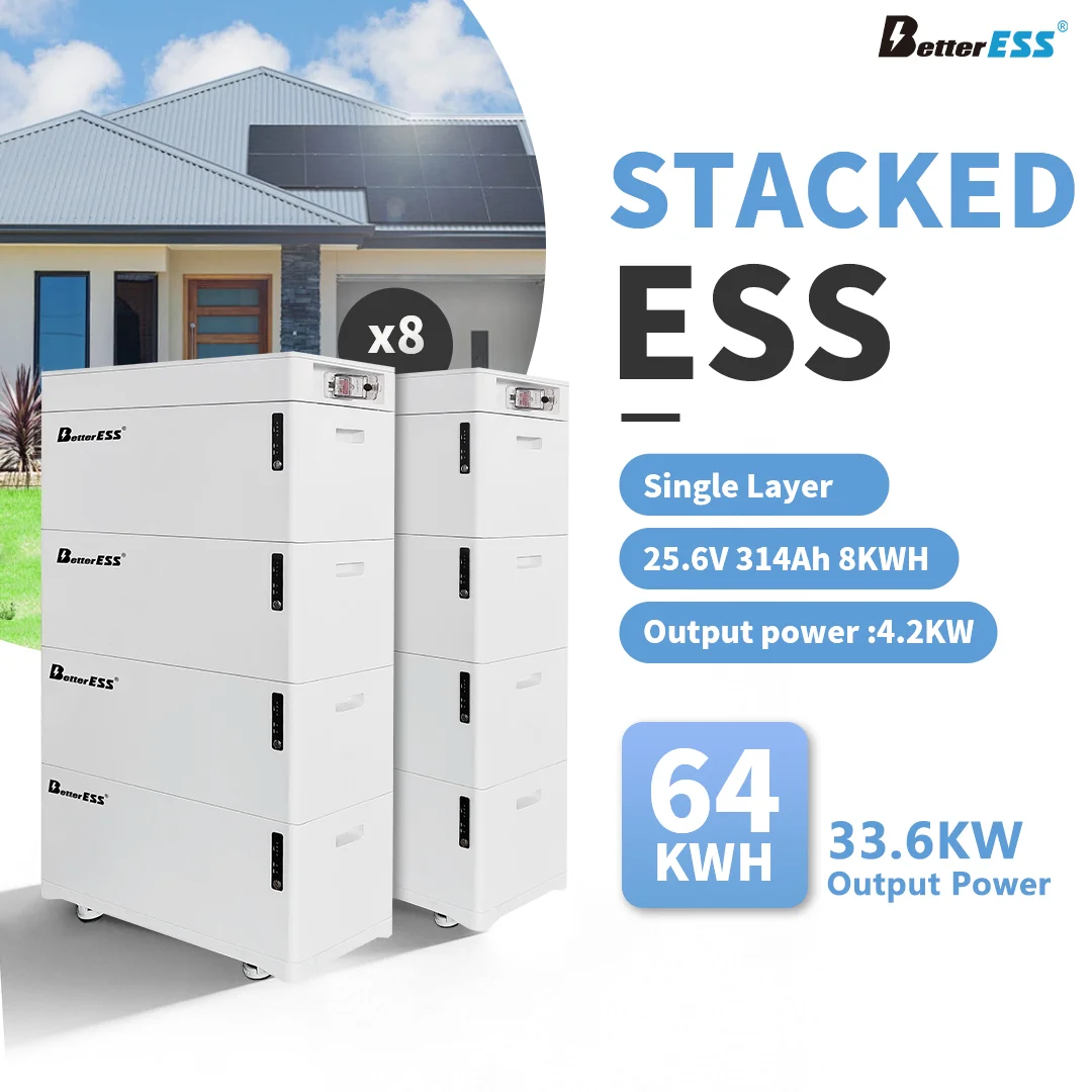 Stacked Single Layer 25.6V 314Ah 8KWH Home ESS 8kwh~64kwh Solar Battery Built in Boost Module DC400V Residential Storage Battery