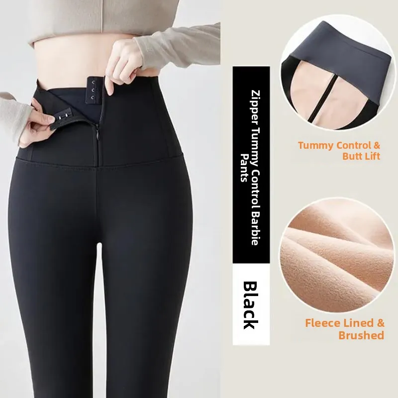 High Waist Yoga Pants Autumn Winter Zipper Buttoned New Sle Versatile Base Layer Pants Tummy Control Butt Lifting Slimming ...