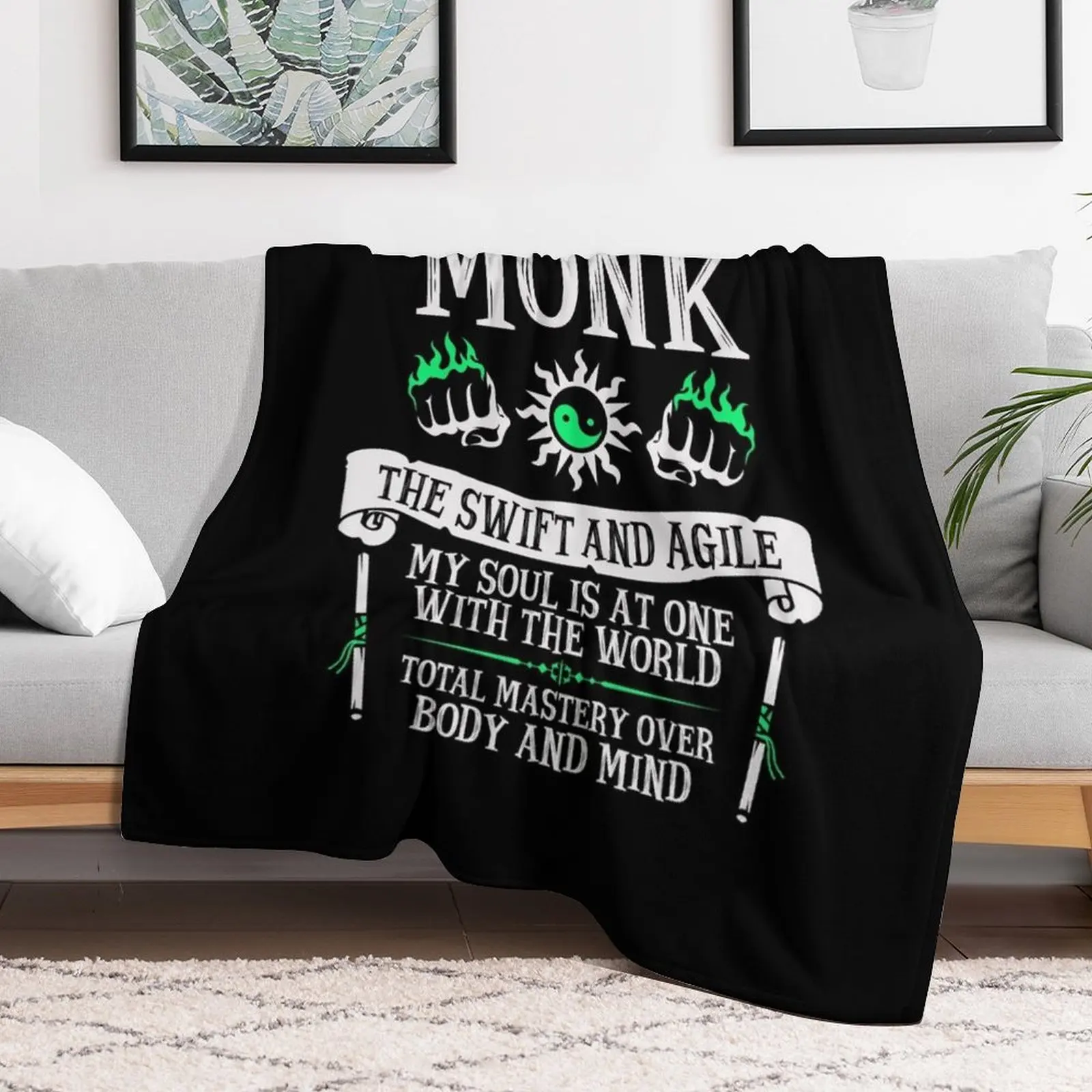 MONK, THE SWIFT AND AGILE - Dungeons & Dragons (White) Throw Blanket Picnic Vintage christmas gifts Soft Plush Plaid Blankets