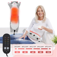 USB Heated Cat Shaped Plush Pillow 5-Level Heating Cute Animal Throwing Cushion for Back Neck Shoulder Warmth