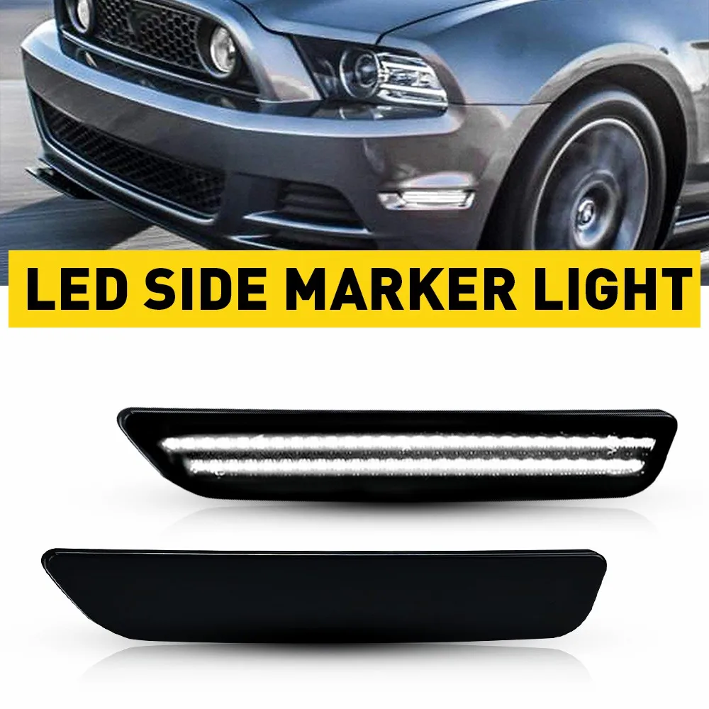 

2Pcs Front Rear Bumper LED Side Marker Indicator Lights For Ford Mustang 2010 2011 2012 2013 2014 Accessories Turn Signal Lights