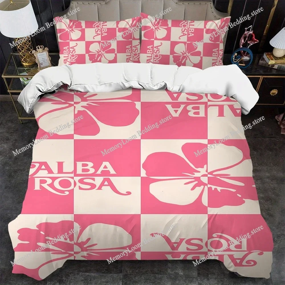 Fashion A-Alba-RosaS Color Flower Duvet Cover Set Home Style Bedding Soft Laundry Cotton Bed Student Dormitory Gift Home Textile