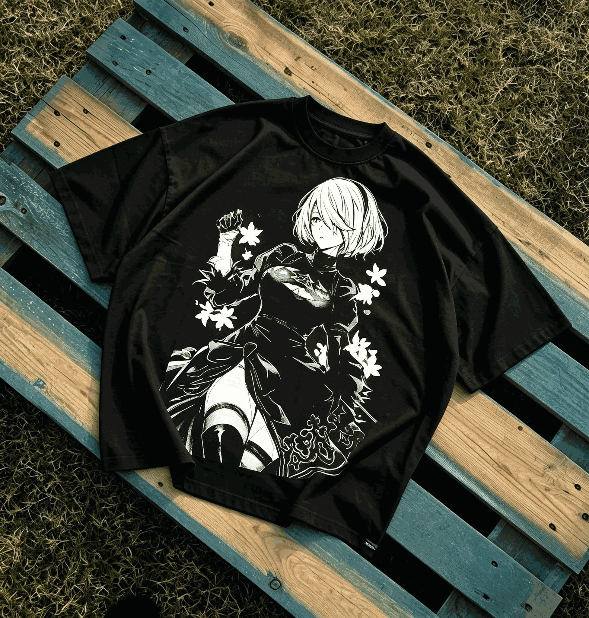 Camiseta Nier Automata de algodón de gran tamaño para hombre y mujer, camiseta con estampado gráfico, camiseta de manga corta para hombre y mujer, suave y de alta calidad