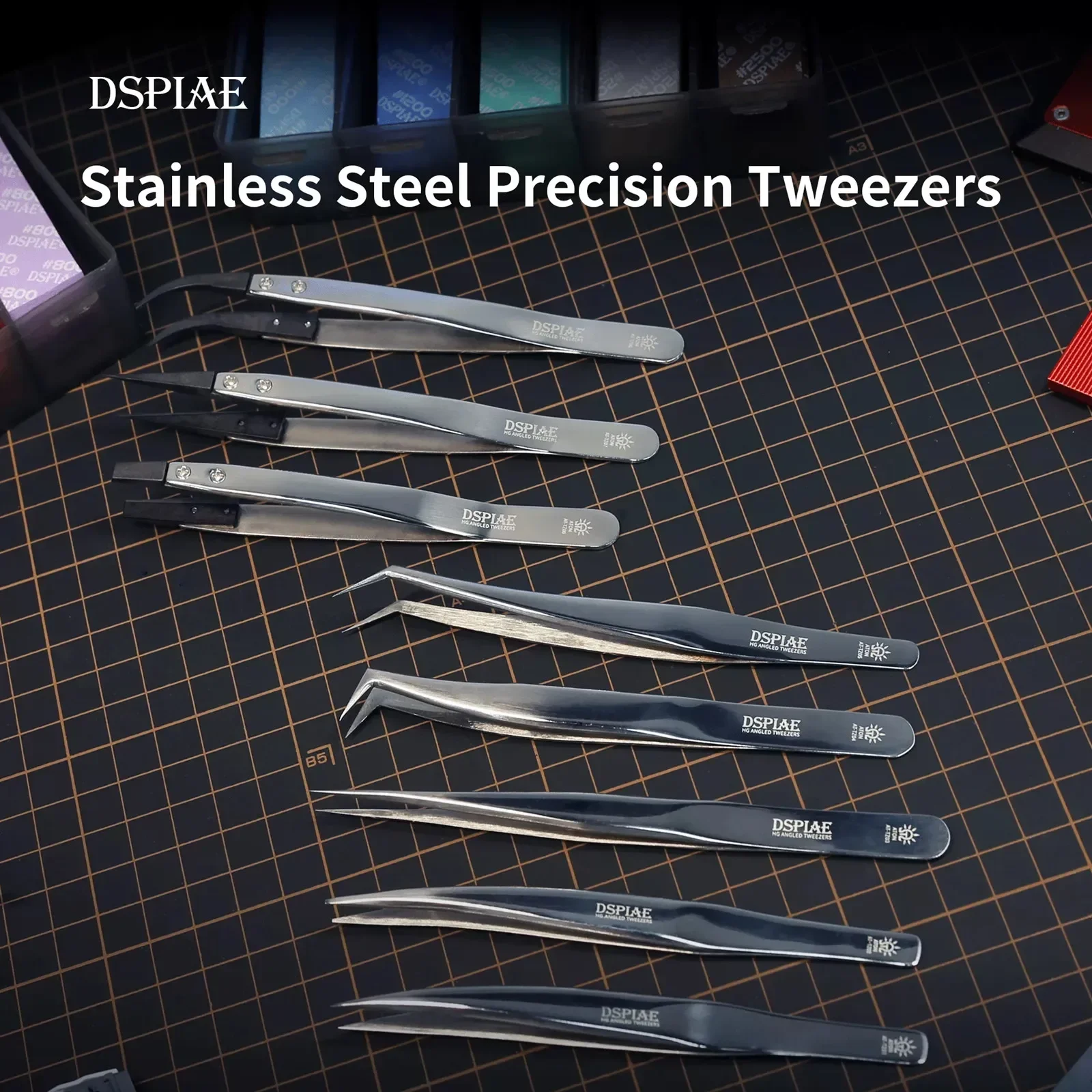 DSPIAE AT-TZ01~08 Stainless Steel Precision Tweezers Mecha Military Model Making Hobby Tool