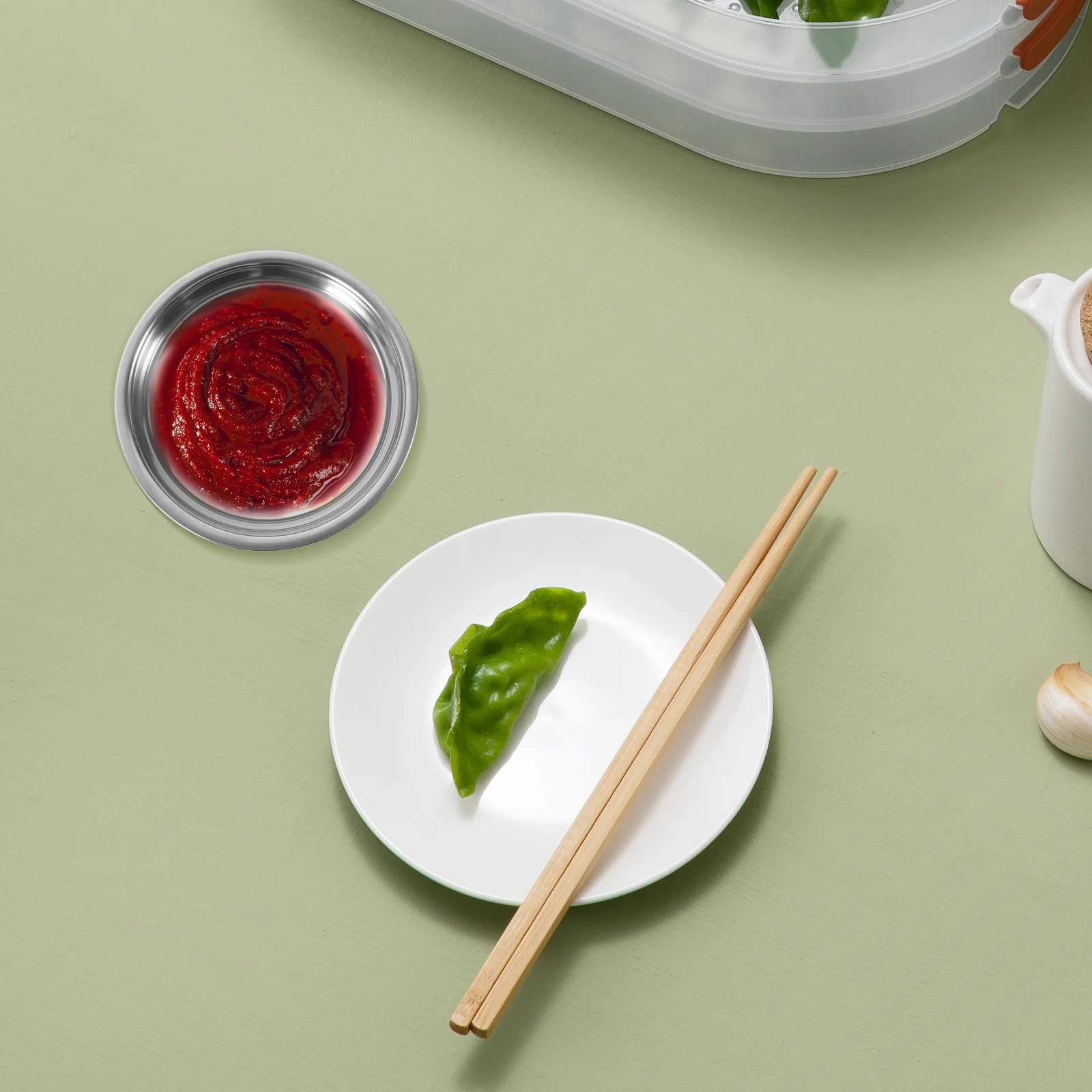 

10Pcs Mini Stainless Steel Saucer 10Cm Dipping Bowls for Sauces Vinegar Salt Snacks Spice Dishes Small Appetizer Plates Food