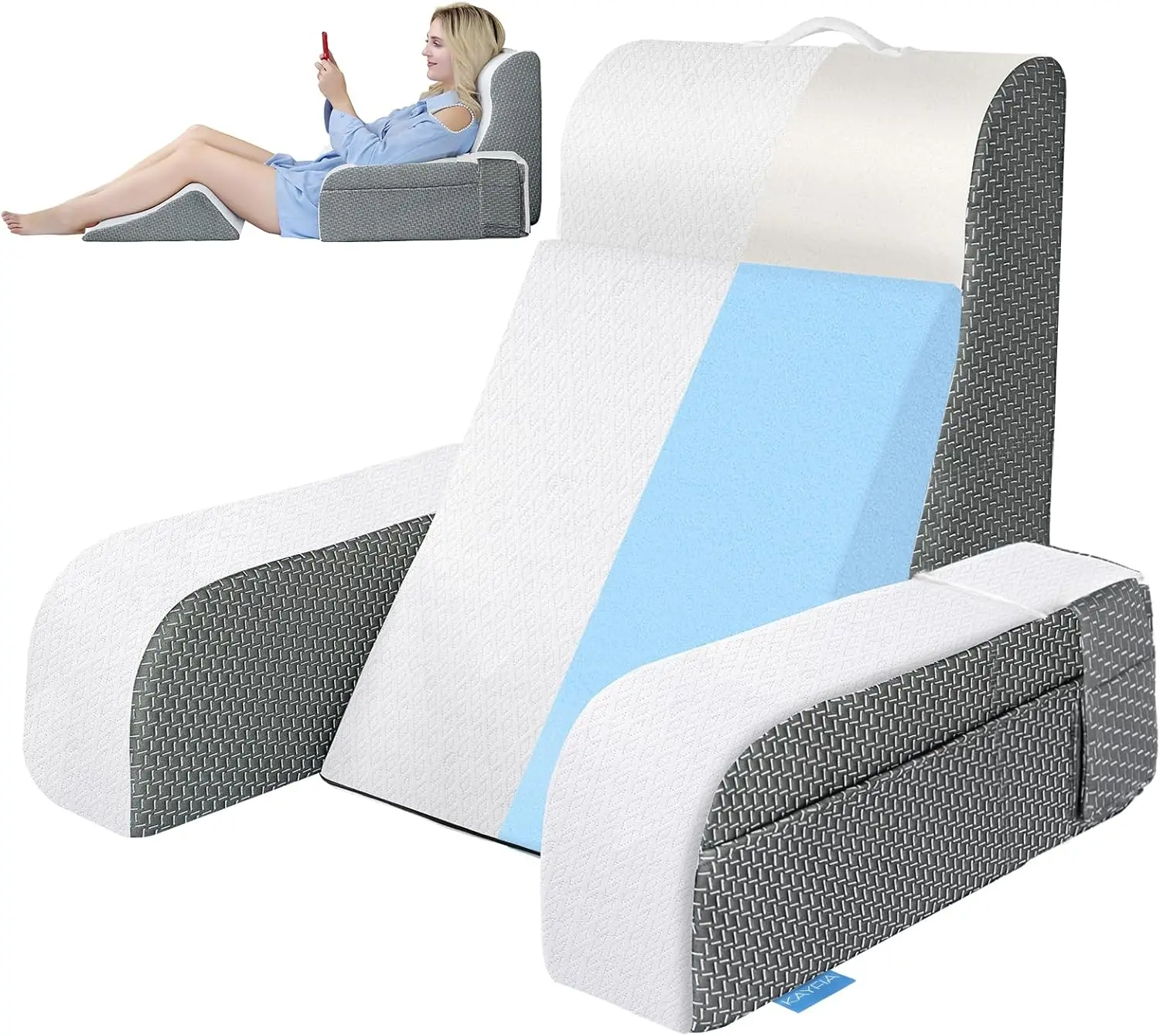 

Подушка для чтения 10-в-1 с отстегивающимися подлокотниками, с наполнителем из гелевой пены с эффектом памяти, для кровати или дивана, белая