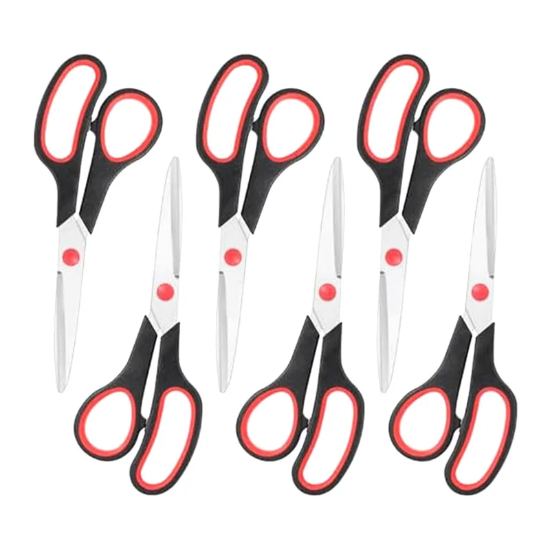 กรรไกร 6 ชิ้นสำหรับสำนักงานสแตนเลสกรรไกรอเนกประสงค์คมทนทานสีดำ-Y18A