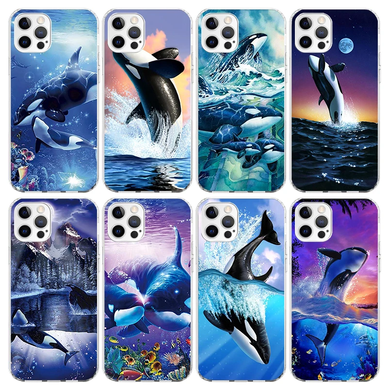 Sea Orcinus Orca Phone Case for Apple iPhone 16 15 14 Plus 13 12 Mini 11 Pro Max X XR XS 7 + 7G 8G SE 2020 Soft Cover