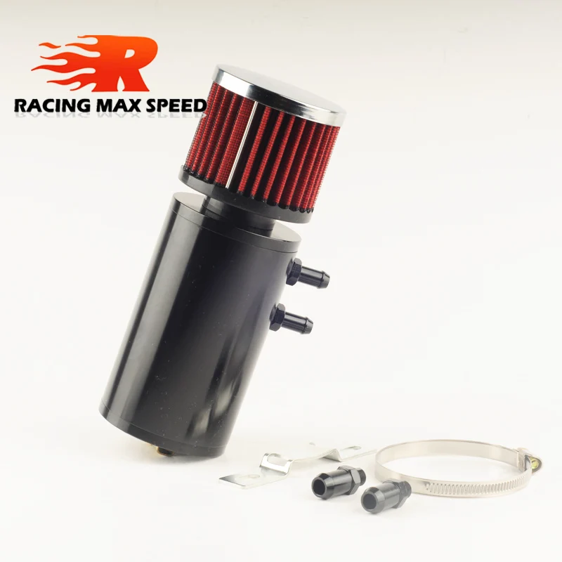 

AADD-Universal 0.5L Brushed Baffled Oil Catch Tank Can with Breather Filter Aluminum 9MM 10AN Round Can Oil Catch Can