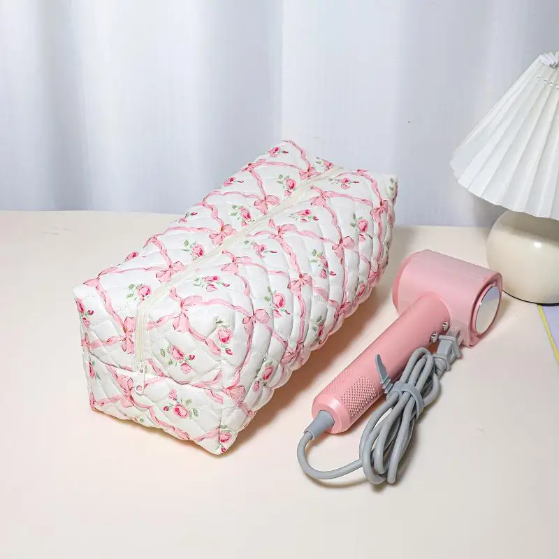 Padded Cosmetic Bag With Large Capacity Hair Dryer Storage Pouch Portable Hair Styling Tools Separate Compartments With Zipper