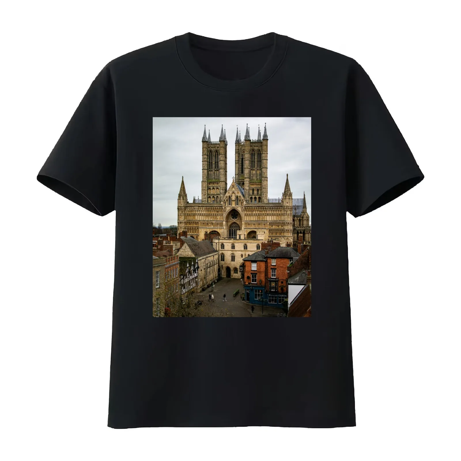 Lincoln Cathedral T-Shirt Summer Casual Cotton Tee Oversized Streetwear Tops Vintage Graphic Print Loose Fit Short Sleeve