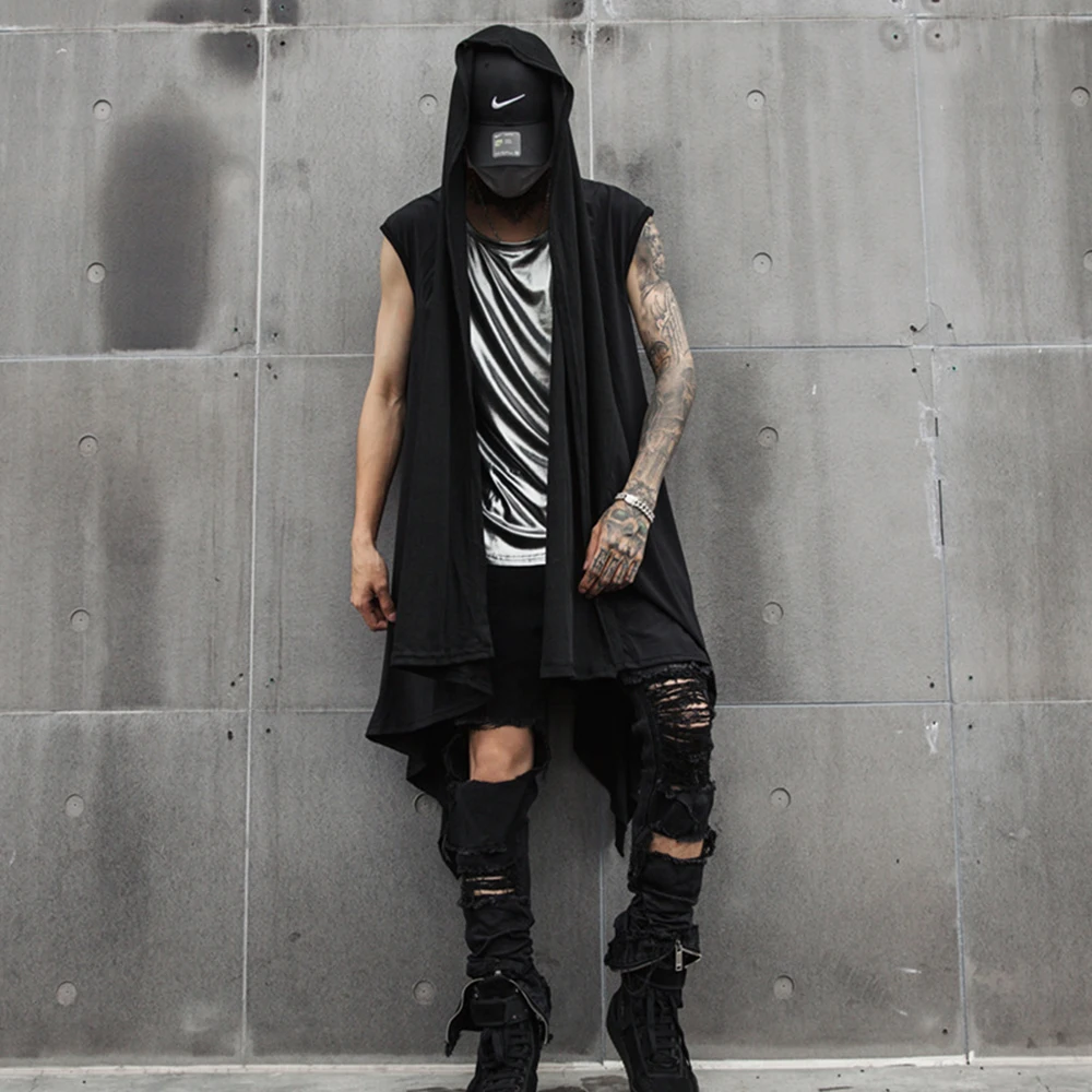 XS-5XL Summer New Men's Sleeveless Hooded Vest American Retro Fashion Trendy Street Casual Simple Loose Breathable Men's Top