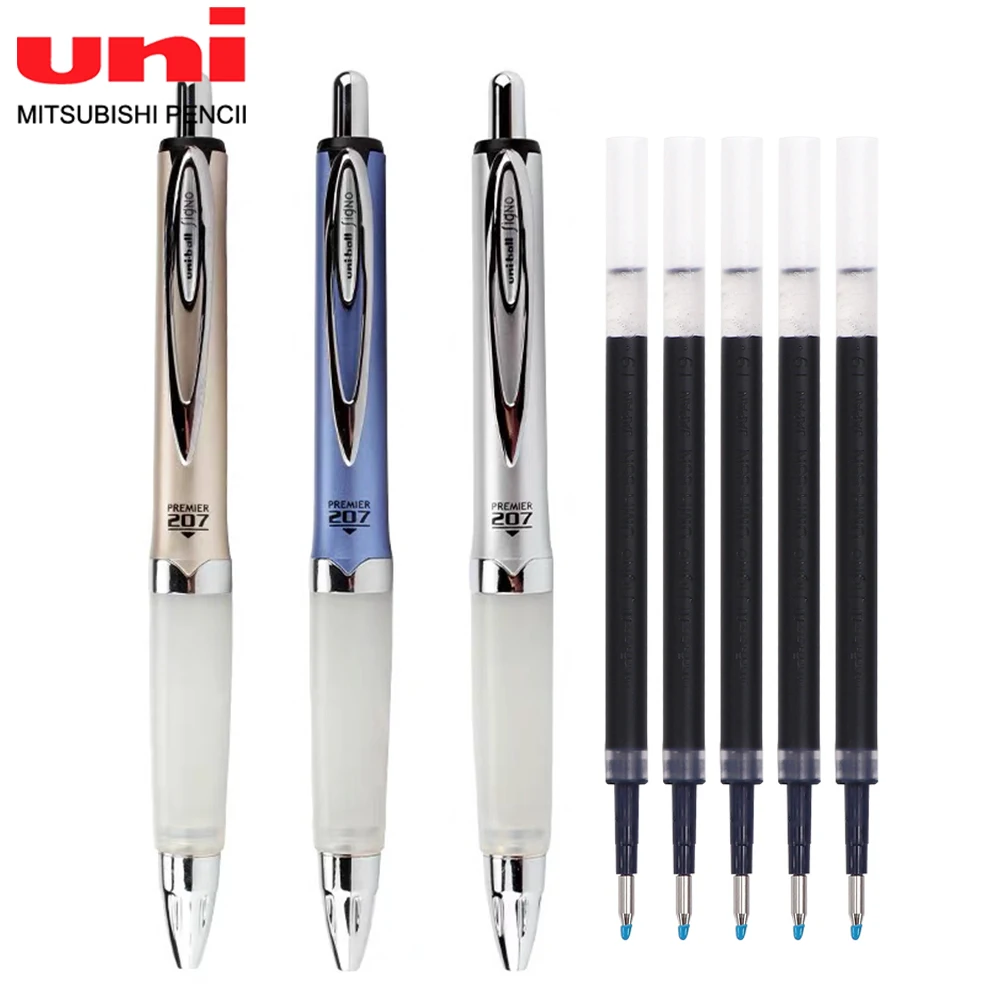 

1pen 5refills Japan UNI Gel Pen Anti Fatigue Water-based Comfortable Soft Grip UMN-207GG 0.5/0.38mm Student Writing Stationery