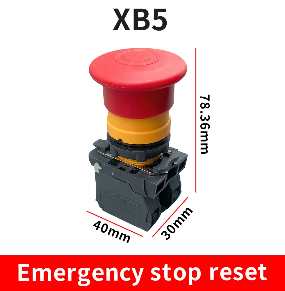 Xb5 Waterdichte Plastic Sleutel Noodstop Rode Paddestoel Hoofd Knopschakelaar Slot Geen Nc Slot Gesp Rotatie Ontgrendeling Vergrendeling Reset