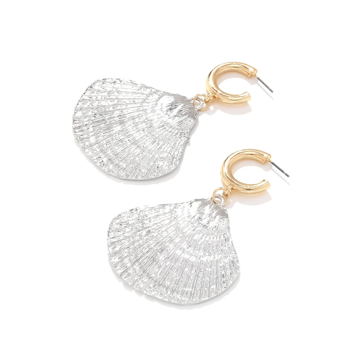 Fashion Ocean Style Long C-Shaped Alloy Shell Pendant Earrings Exaggerated Ocean Animal Earrings Women