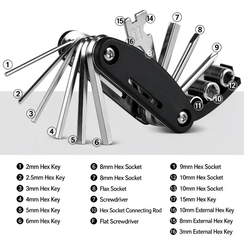 16 in 1 Folding High Hardness Screwdriver Set Multifunction Allen Hex Wrench Combo Spanner Home Bicycle Repair Tool