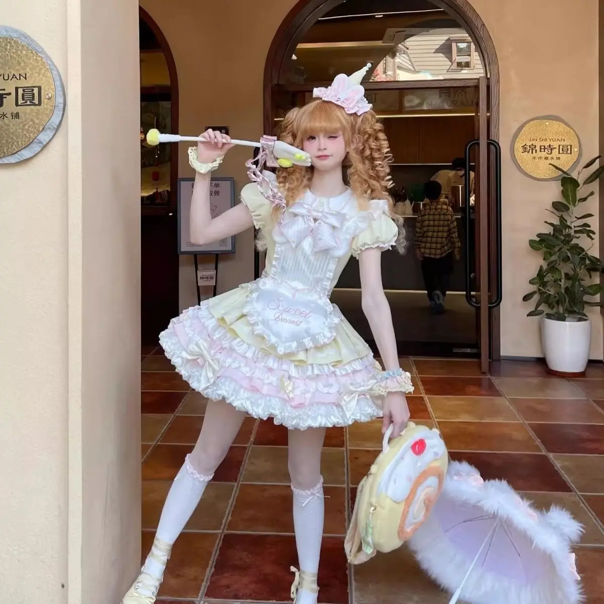 

Chic Puff Sleeves Dress Female Cute Bow Elegant Party Dress Outfits 2026 new Summer Japanese Sweet Kawaii Lolita Princess Dress
